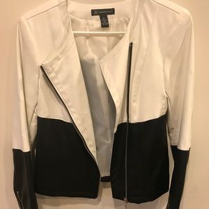 White & Black leather jacket